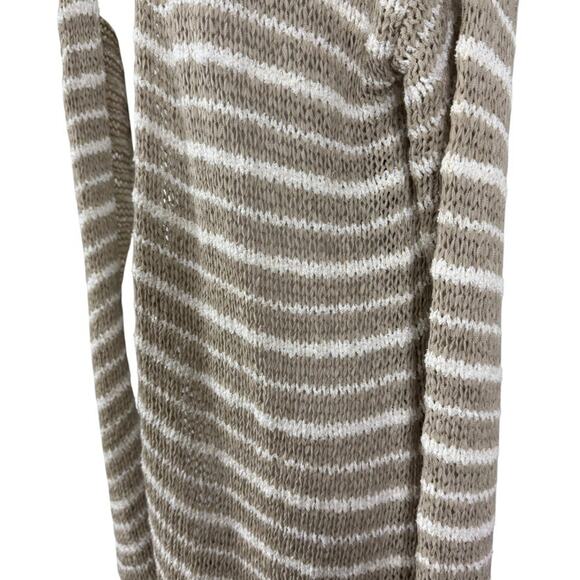 Soft Surroundings Lucie Striped Open Long Knit Cardigan Sweater Cotton Blend S - Picture 9 of 16